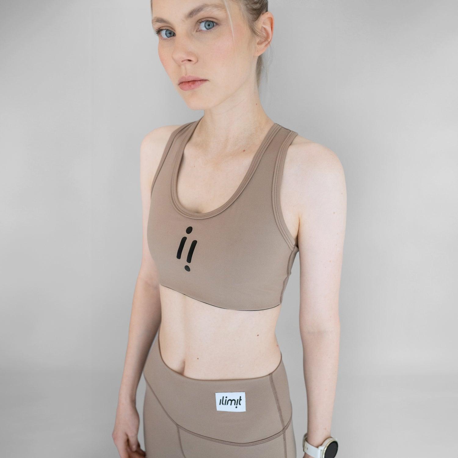 leggins deportivo beige mujer